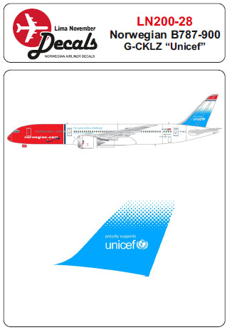 Lima November LN200-28 1:200 Norwegian Boeing 787-900 with Unicef on tail