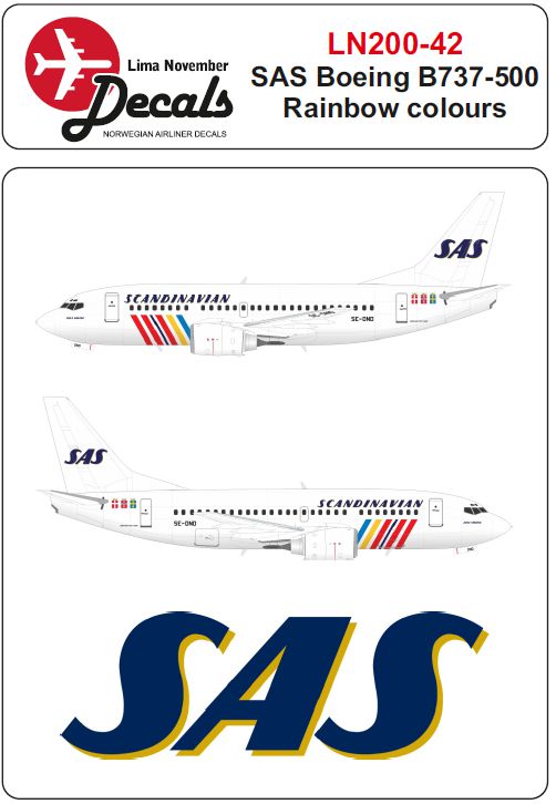 Lima November LN200-42 1:200 SAS Boeing 737-500 rainbow colour scheme