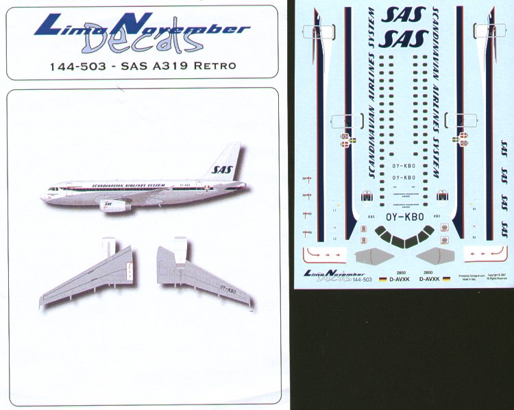 Lima November LN44503 Airbus A319 SAS 50th Anniv Retro 1:144