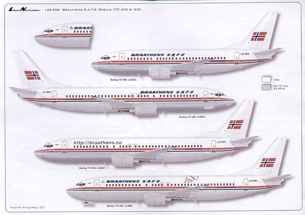 Lima November LN44506 1:144 Boeing 737-400 and 500 BRAATHENS S.A.F.E