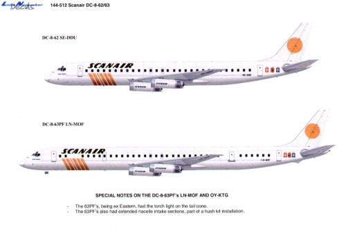 Lima November LN44512 1:144 Douglas DC-8-62/63 SCANAIR Old and New schemes