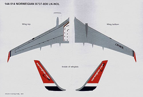 Lima November LN44514 Boeing 737-800 Norwegian 6000th Tail 1:144