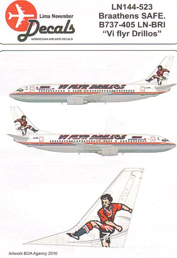 Lima November LN44523 Braathens 737-400 Vi Flyr Drillos 1:144