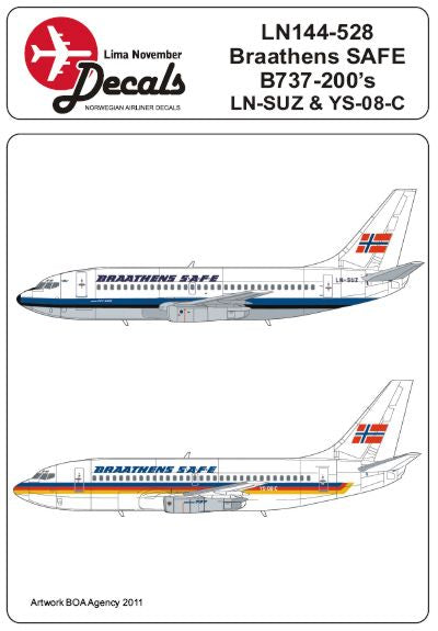 Lima November LN44528 Braathens 737-200 VASP/TACA Cheatline 1:144