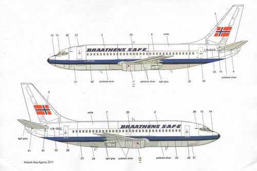 Lima November LN44528 Braathens 737-200 VASP/TACA Cheatline 1:144