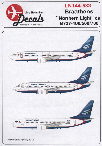 Lima November LN44533 Braathens 737-400/500/700 Northern Light 1:144