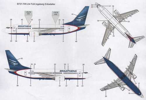 Lima November LN44533 Braathens 737-400/500/700 Northern Light 1:144