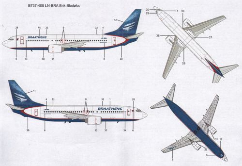 Lima November LN44533 Braathens 737-400/500/700 Northern Light 1:144