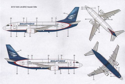 Lima November LN44533 Braathens 737-400/500/700 Northern Light 1:144
