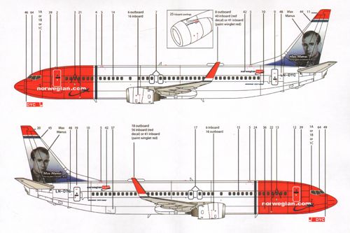 Lima November LN44547 1:144 NORWEGIAN Boeing 737-800 LN-DYC 'MAX MANUS'