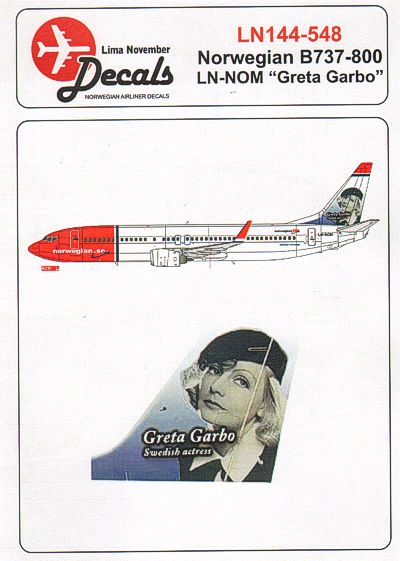 Lima November LN44548 1:144 NORWEGIAN Boeing 737-800 LN-NOM 'GRETA GARBO'