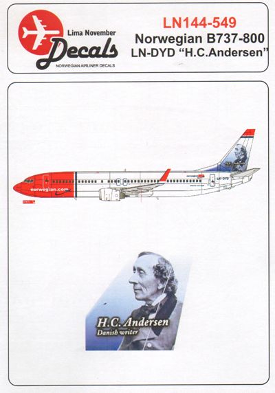Lima November LN44549 1:144 NORWEGIAN Boeing 737-800 LN-DYD 'H.C.ANDERSEN'