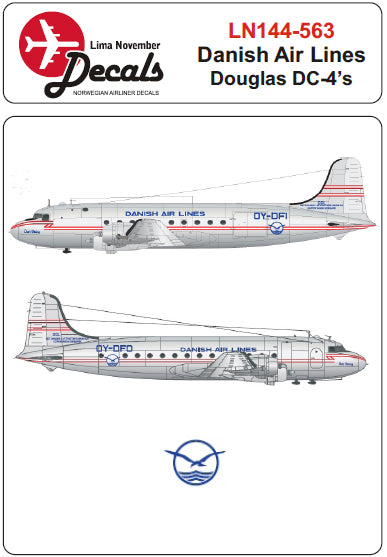 Lima November LN44563 1:144 DDL Danish Air Lines Douglas DC-4 for Minicraft kit