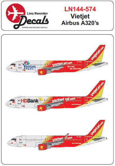 Lima November LN44574 1:144 Vietjet Airbus A320's HD Bank + Vietnam colours