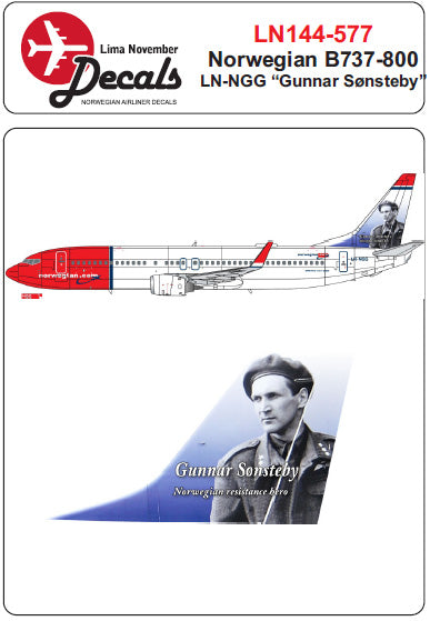 Lima November LN44577 1:144 Norwegian Boeing 737-800 LN-NGG Gunnar Snsteby