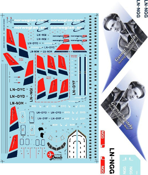 Lima November LN44577 1:144 Norwegian Boeing 737-800 LN-NGG Gunnar Snsteby