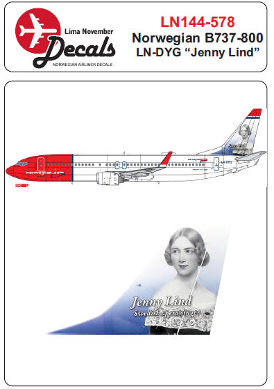 Lima November LN44578 1:144 Norwegian Boeing 737-800 LN-DYG Jenny Lind