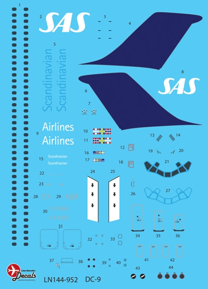 Lima November LN44592 SAS DC-9-41 Current Scheme Decals 1:144