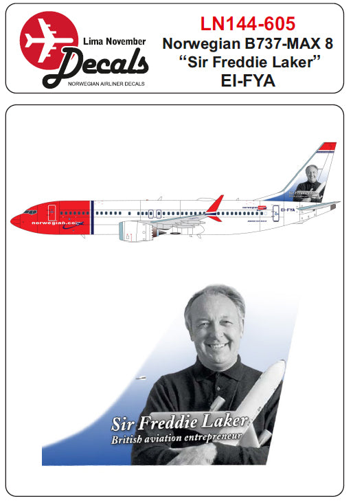 Lima November LN44605 1:144 Norwegian 737 Max 8 EI-FYA "Sir Freddie Laker"