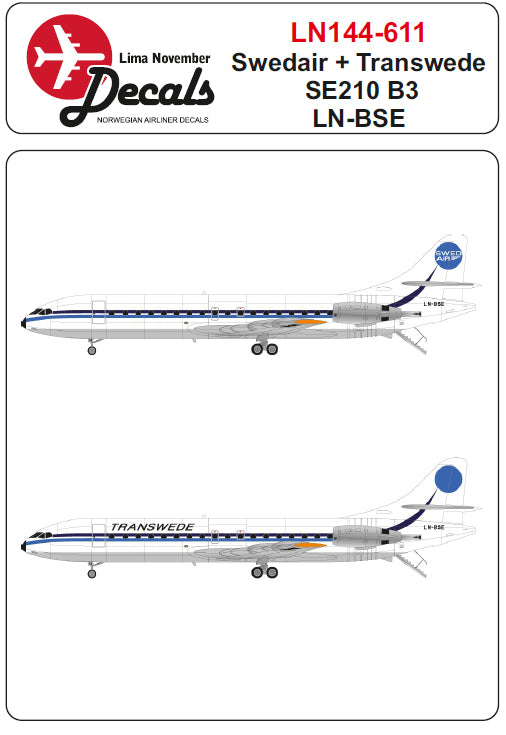 Lima November LN44611 Swedair+Transwede Caravelle 10B3 1:144