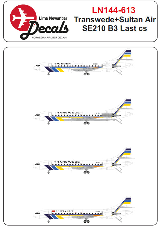 Lima November LN44613 Transwede/Sultan Air Caravelle 10B3 1:144