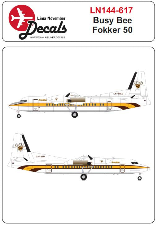 Lima November LN44617 1:144 Busy Bee colour scheme Fokker 50