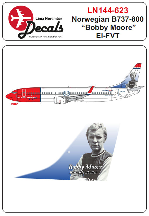 Lima November LN44623 1:144 Norwegian Boeing 737-800 EI-FVT "Bobby Moore"