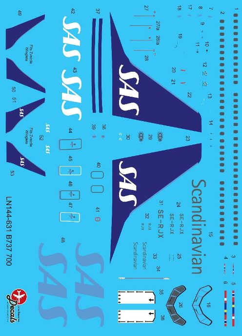 Lima November LN44631 1:144 SAS new colour scheme Boeing 737-700
