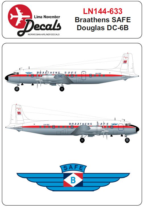 Lima November LN44633 1:144 Braathens SAFE Douglas DC-6B