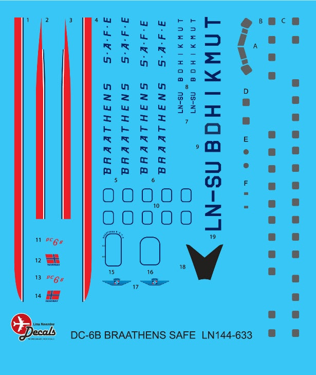 Lima November LN44633 1:144 Braathens SAFE Douglas DC-6B