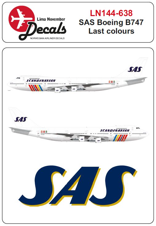 Lima November LN44638 1:144 SAS Boeing 747 last colours rainbow colour scheme