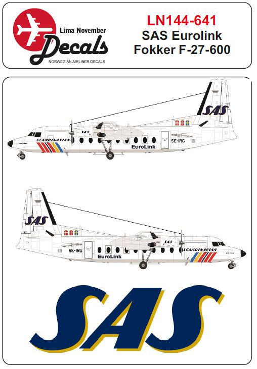 Lima November LN44641 1:144 SAS Fokker F-27 rainbow colour scheme