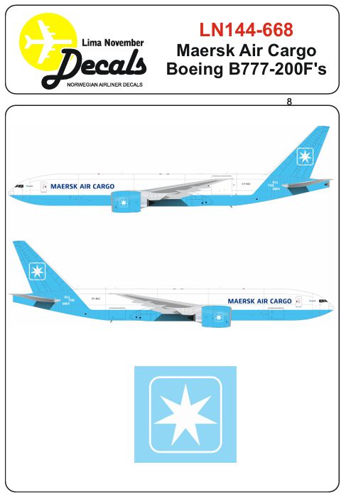 Lima November LN44668 1:144 Maersk Air Cargo Boeing 777-200F