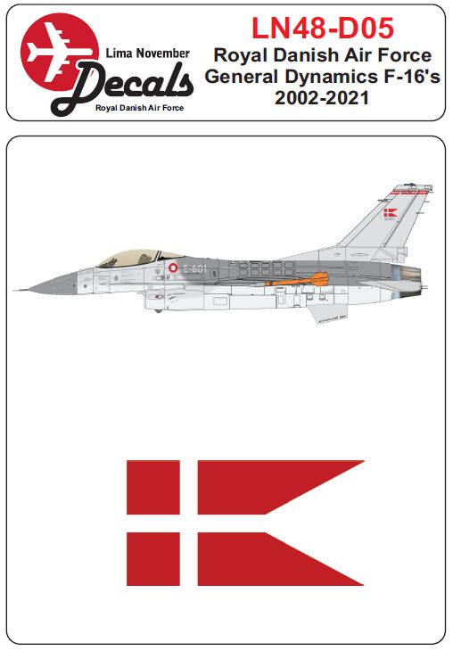 Lima November LN48-D05 Danish F-16 2002-2021 Scheme Decals 1:48