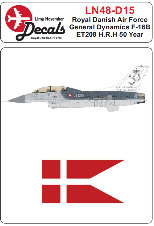 Lima November LN48-D15 Danish F-16B ET208 H.K.H Decals 1:48