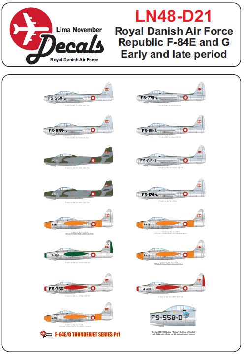 Lima November LN48-D21 Danish F-84E/G Thunderjet Early/Late 1:48