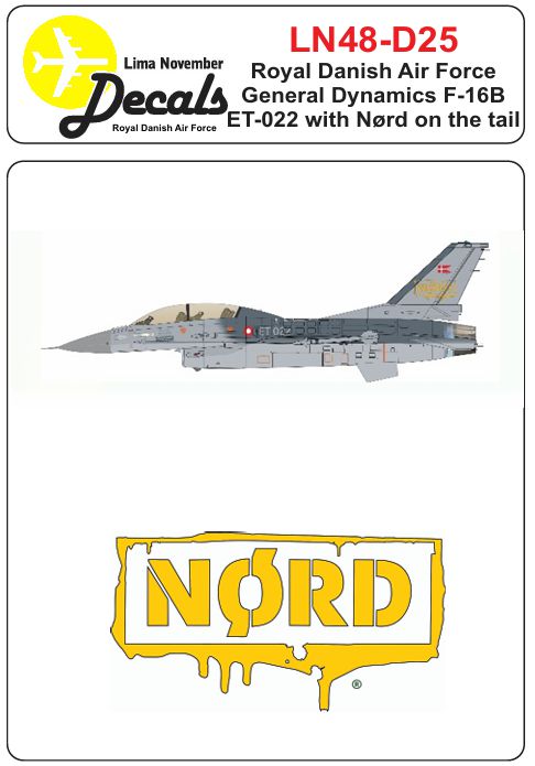 Lima November LN48-D25 1:48 RDAF F-16B with Nrd