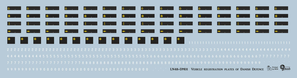 Lima November LN48-DM01 1:48 Danish Defence Registration Plates