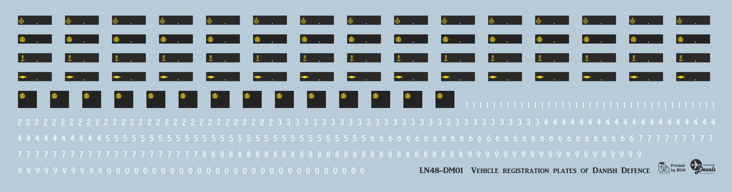 Lima November LN48-DM01 1:48 Danish Defence Registration Plates
