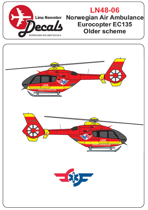 Lima November LN48006 Norwegian Air Ambulance EC135 Decals 1:48