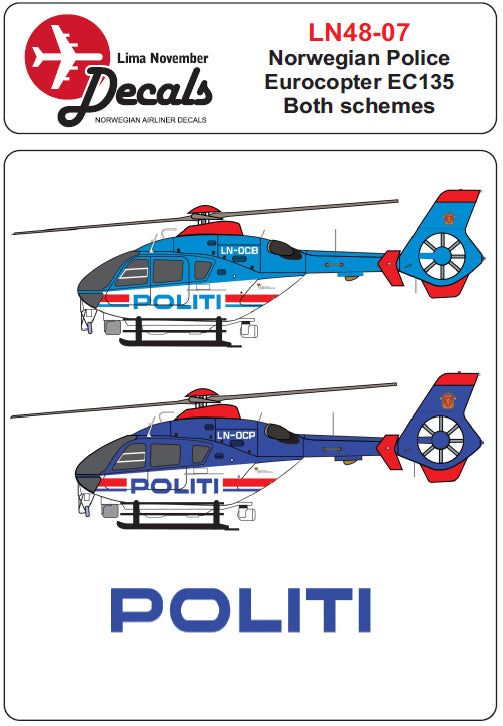 Lima November LN48007 Norwegian Police Eurocopter EC135 1:48