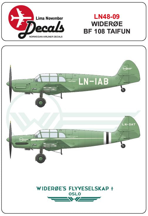 Lima November LN48009 1:48 Widere Messerschmitt Bf-108B Taifun Wideroe