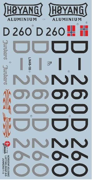 Lima November LN48018 Nordenfjeldske Junkers F.13 Decals 1:48