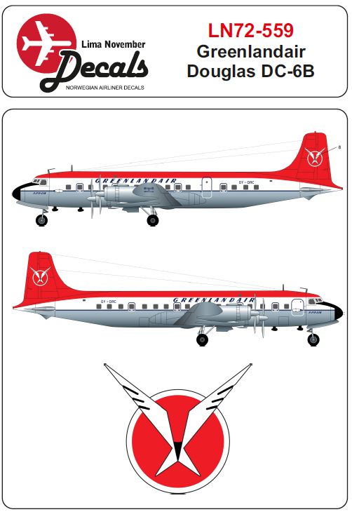Lima November LN72-559 1:72 Greenlandair Douglas DC-6B with window masks