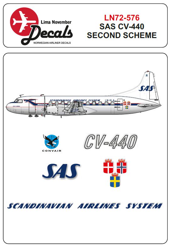 Lima November LN72-576 SAS Convair CV-440 Second Scheme 1:72