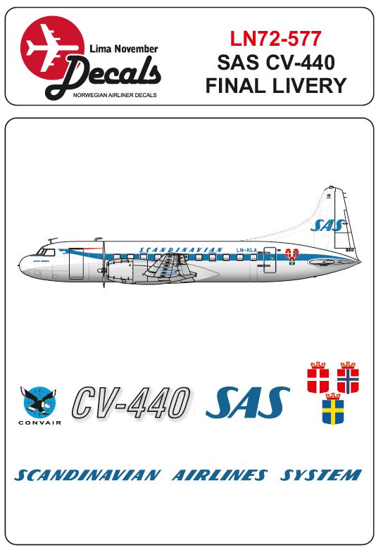 Lima November LN72-577 SAS Convair CV-440 Final Scheme 1:72