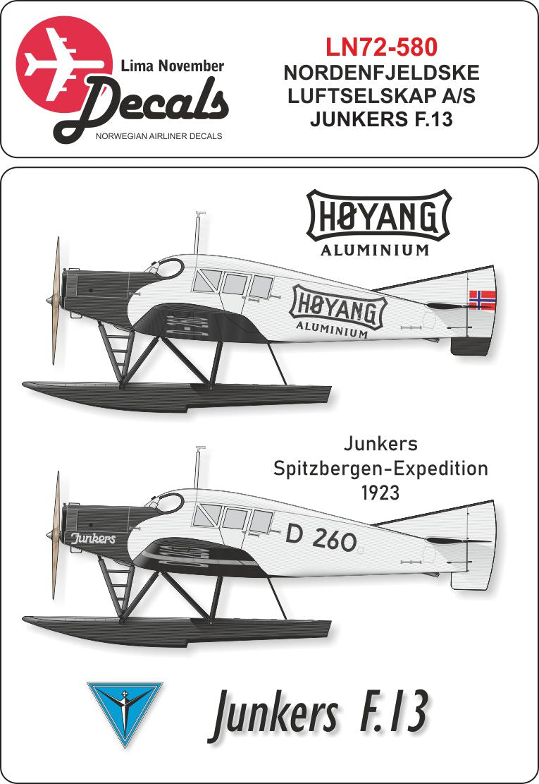 Lima November LN72-580 Nordenfjeldske Junkers F.13 1:72