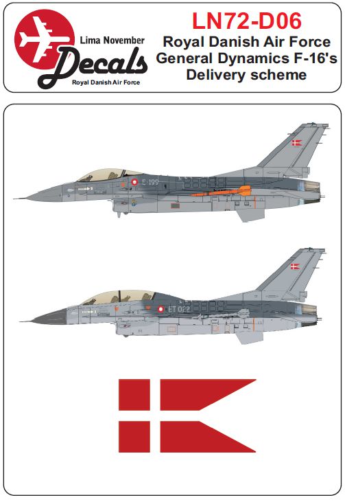 Lima November LN72-D06 Danish F-16 First Scheme 1980-02 1:72