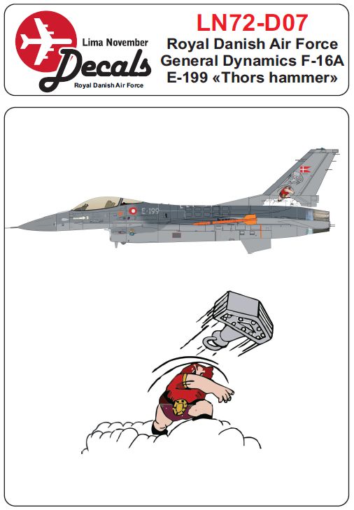 Lima November LN72-D07 Danish F-16A Thors Hammer Decals 1:72