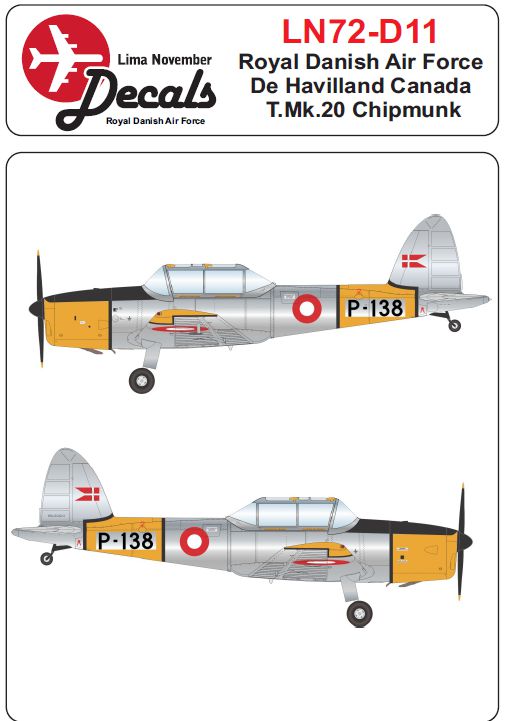 Lima November LN72-D11 1:72 Royal Danish Air Force DHC-1 Chipmunk Mk.20